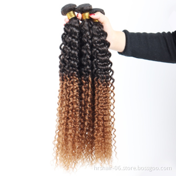 1B/30 colour Grade 12A Jerry curly with lace closure vendors in bulk cuticle aligned 100%  human virgin hair bundles extension